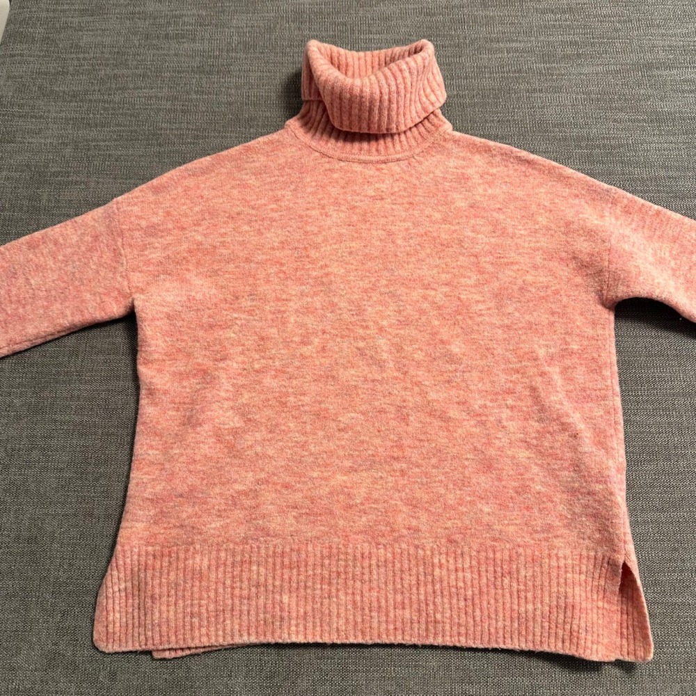 Whistles Turtleneck Sweater Women Medium Pink Marl Knit Oversized